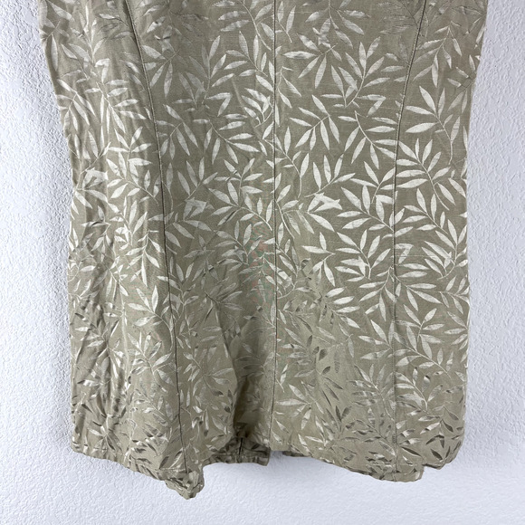 Vintage Escada Vest Women 40 Beige Margaretha Ley Button Front Leaf Print Silky - Picture 8 of 10
